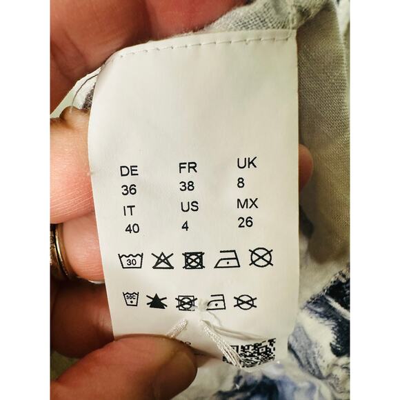 BOSS Blue Floral 100% Linen Open-Waist Square Neckline Summer Dress Size US 4 - Picture 14 of 16